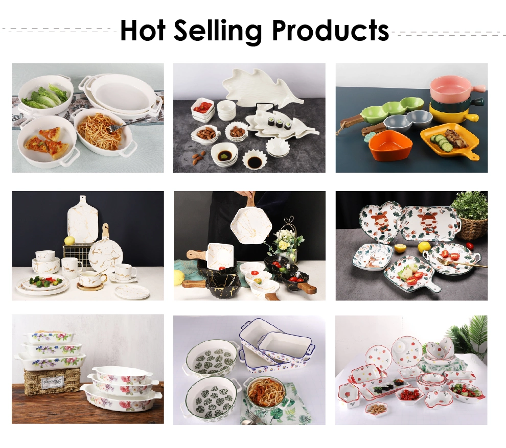 Wholesale Heat-Resistant Customized Ceramic Baking Pan Chafing Dish 3PCS Round Porcelain Baking Dish Set