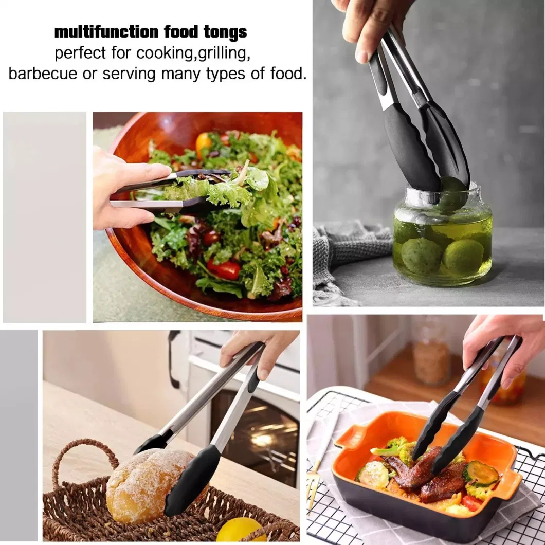 BBQ Non-Stick Clip Stainless Steel Salad Tongs Food Tongs