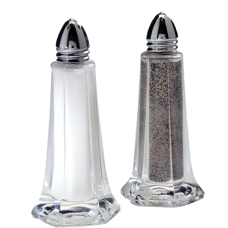 Unique Pepper Salt Storage Small Glass Spice Jar with Stainless Steel Lids