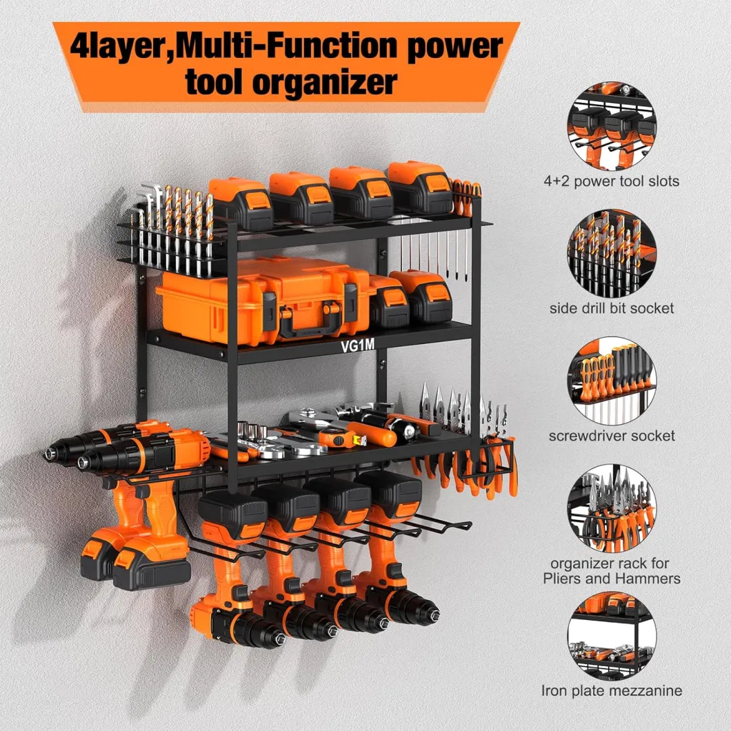 Heavy Duty Metal Power Tool Organizer Wall Mount Holder Storaging Organization