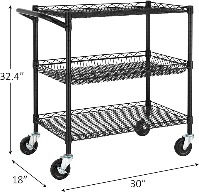 Kitchen Storage Metal Carts Commercial Use Wire Shelving