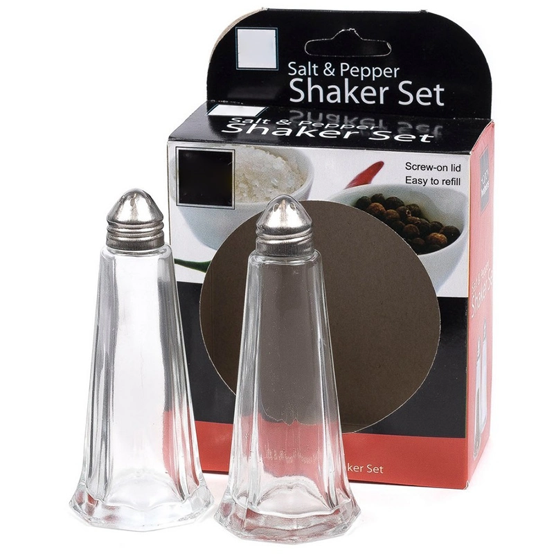 Unique Pepper Salt Storage Small Glass Spice Jar with Stainless Steel Lids