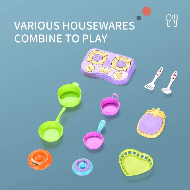 Role Play Pretend House Playset Children&prime;s House Tableware Exercise Children Practical Ability Combination Set Kitchen Stove