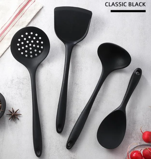 Kitchen Accessories Traditional Red Color Spoon Silicone Non-Stick Cooking Kitchen Utensil Set