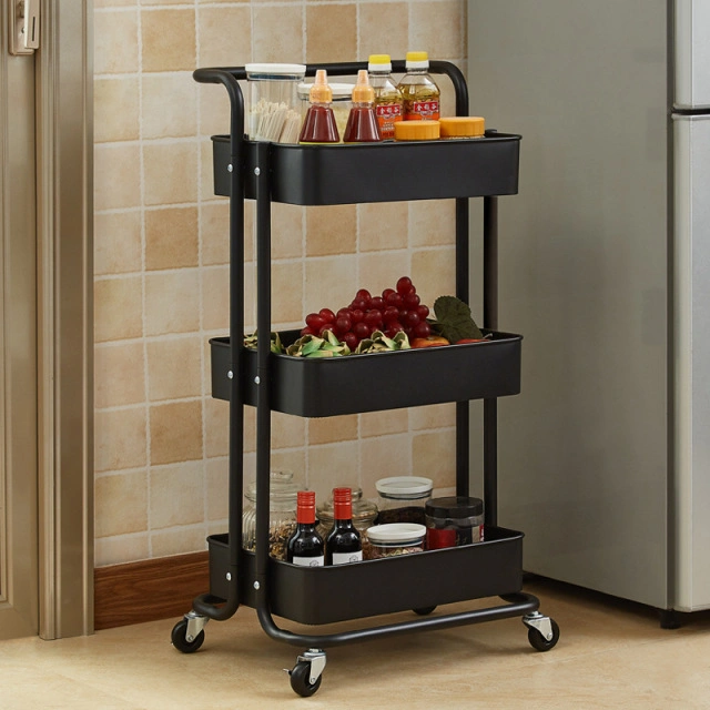 3 Tier Home Organizer Rolling Kitchen Storage Rack Trolley Cart with Wheels