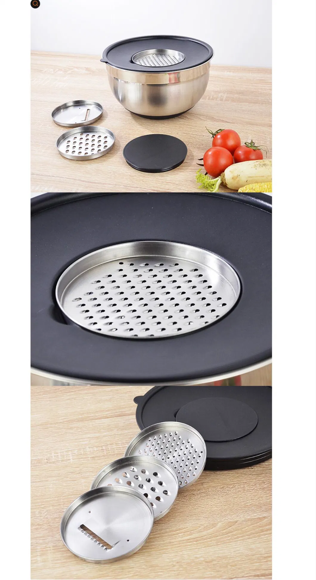 Wholesale Cooking Baking Accessory Stainless Steel Kitchen Salad Egg Mixing Bowl Set with Non-Skid Silicone Stand