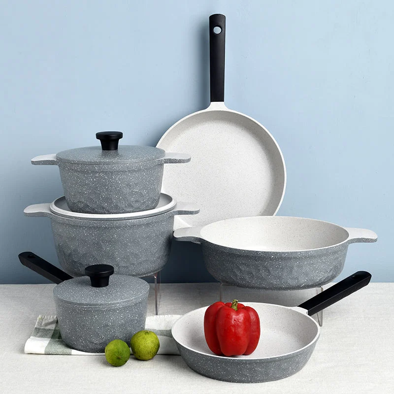 Die Cast Cookware Ceramic Pan Cooking Granite Cookware Set with Aluminum Lid