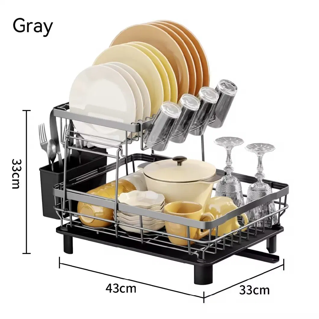 Dish Kitchen Counter Detachable Large Capacity Drainer Storage Organizer Utensil Holder Drying Rack