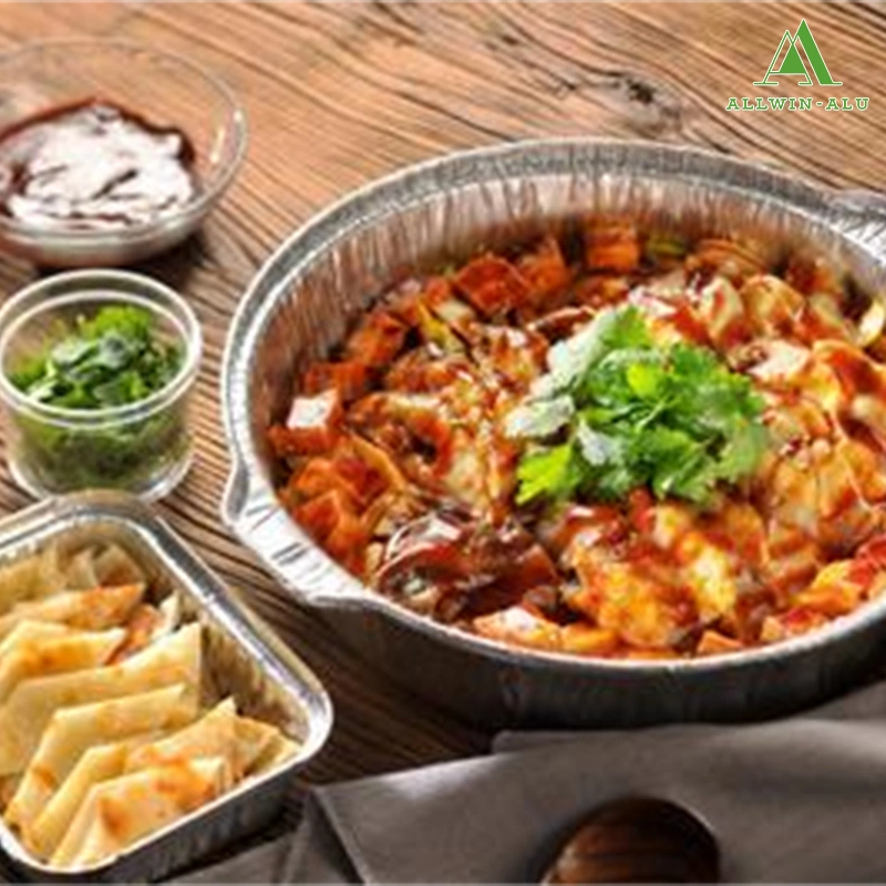 Round Foil Pie Pans Food Baking Containers Recyclable Disposable Aluminum Foil Cooking Pots Containers with Ilds