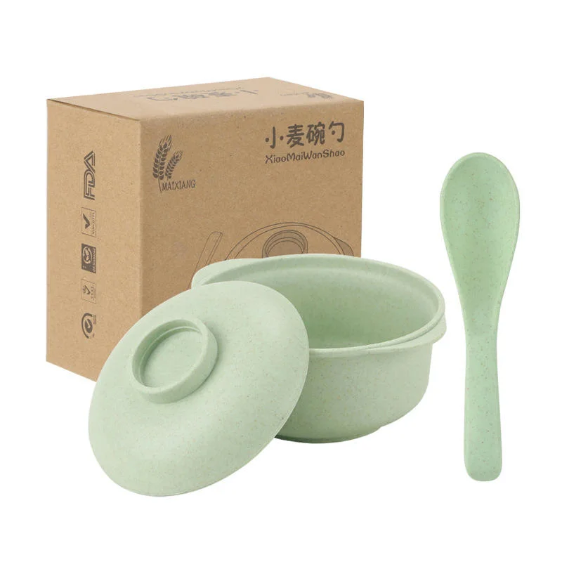 Wheat Straw Casserole Spoon Creative Children Supplementary Tableware Food Rice Bowl Feeding Set