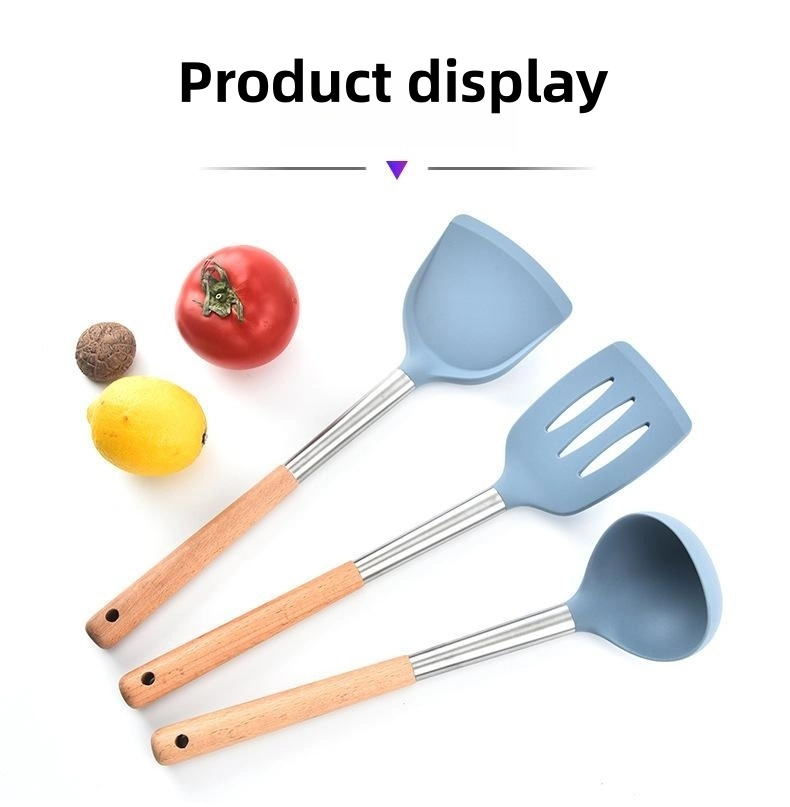 Non Stick Pot Silicone Wood Handle Kitchenware Set of Three Pieces