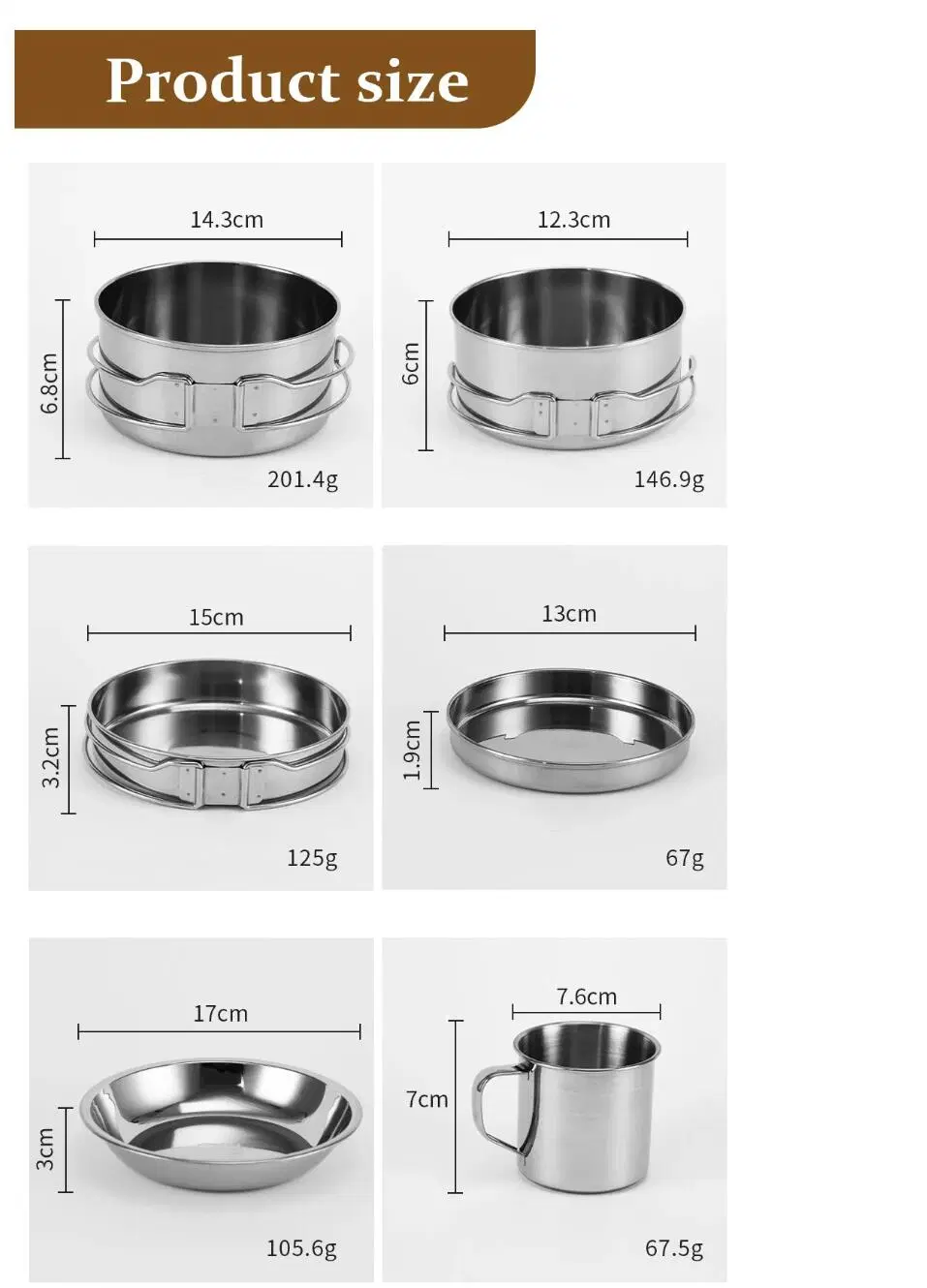 Wholesale OEM ODM Portable Camping Outdoors Stainless Steel Collapsible Tableware Cookware Set