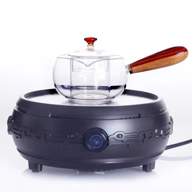 Fire Resistant Glass Tea Maker Glass Tea Cooking Pot Set with Wood Handle