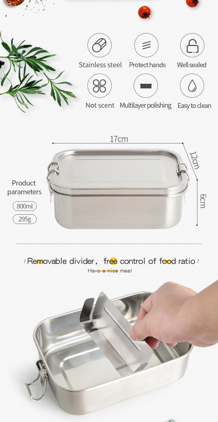 Insulated Biodegradable Tiffin Box Leakproof Camping Food Storage Container with Stainless Steel Lunch Box
