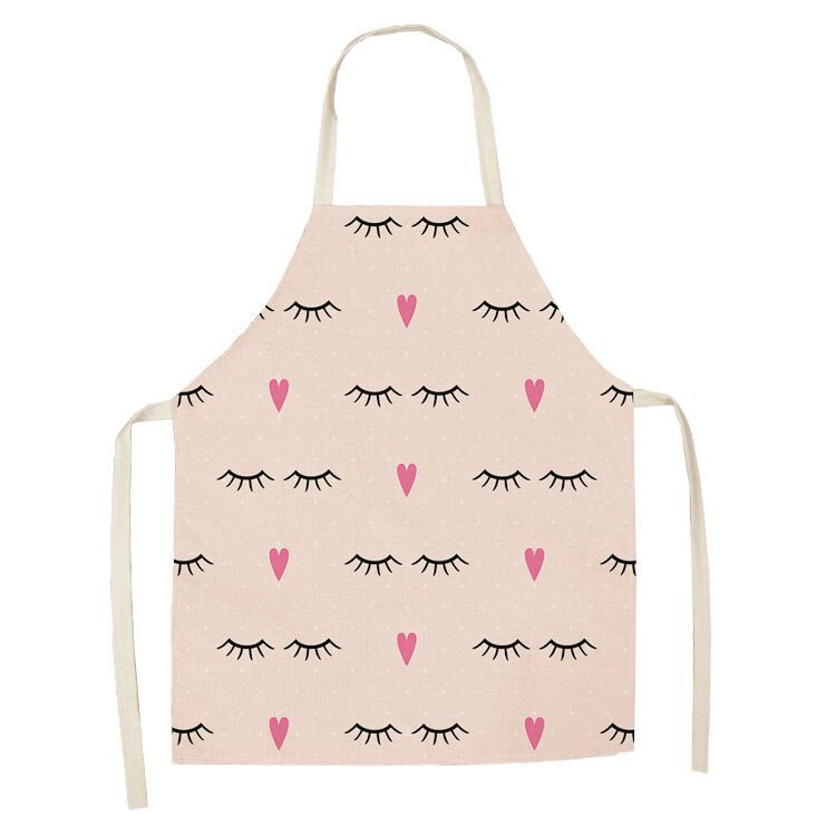 Lashes Printed Design Linen Apron Wholesale Bib Apron Apron_Kitchen for Cleaning Kitchen