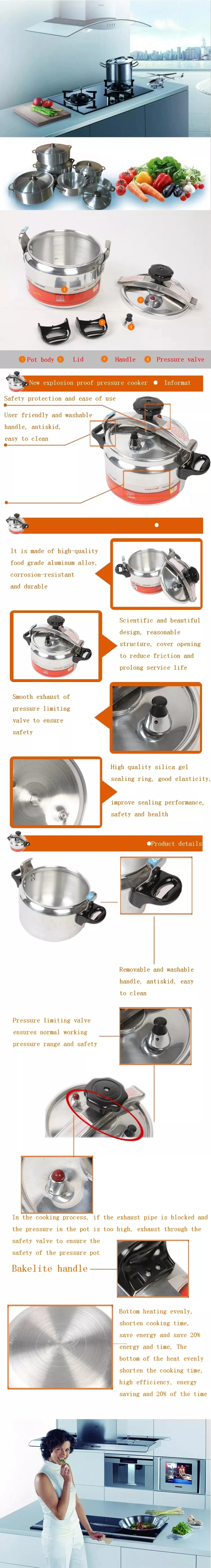 High Quality Stainless Steel Pressure Cooker Pot for Universal Gas Stoves, Infrared Stove and Other Kitchen Pressure Cooker