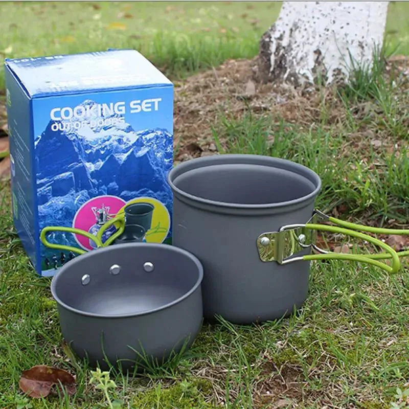 Backpacking Cooking Pot Mess Kit Outdoor Camping Hiking Picnic Aluminum Cookware Set