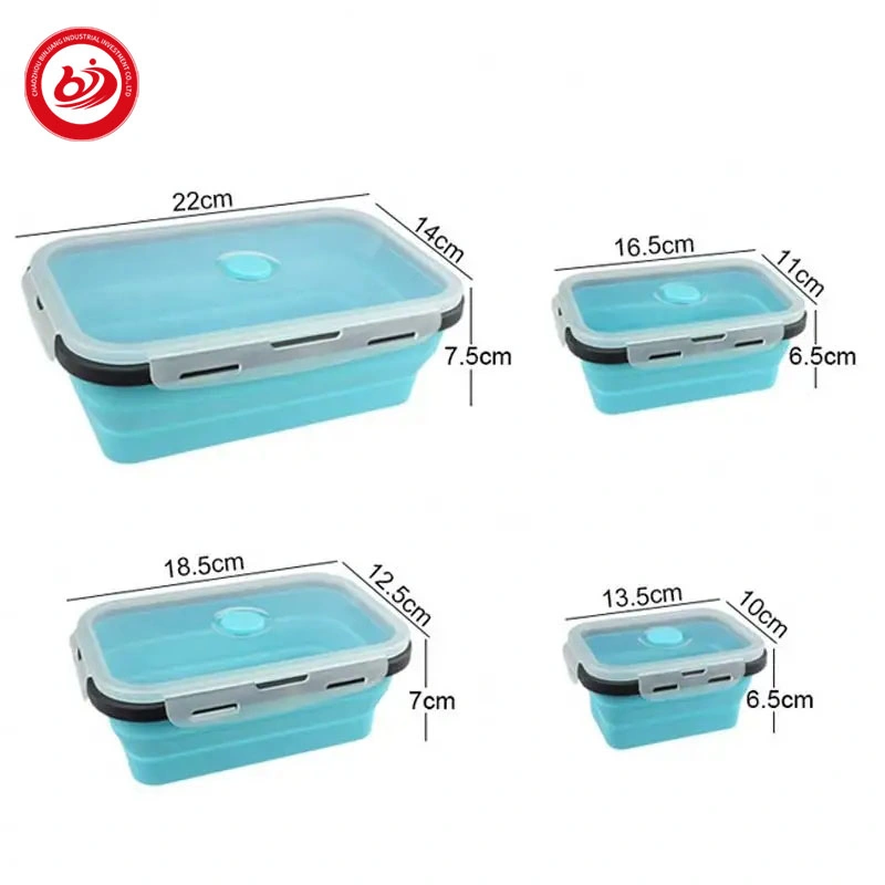 Outdoor Portable Travel Bowl Expandable Food Storage Containers Set Silicone Collapsible Folding Food Container with Lids