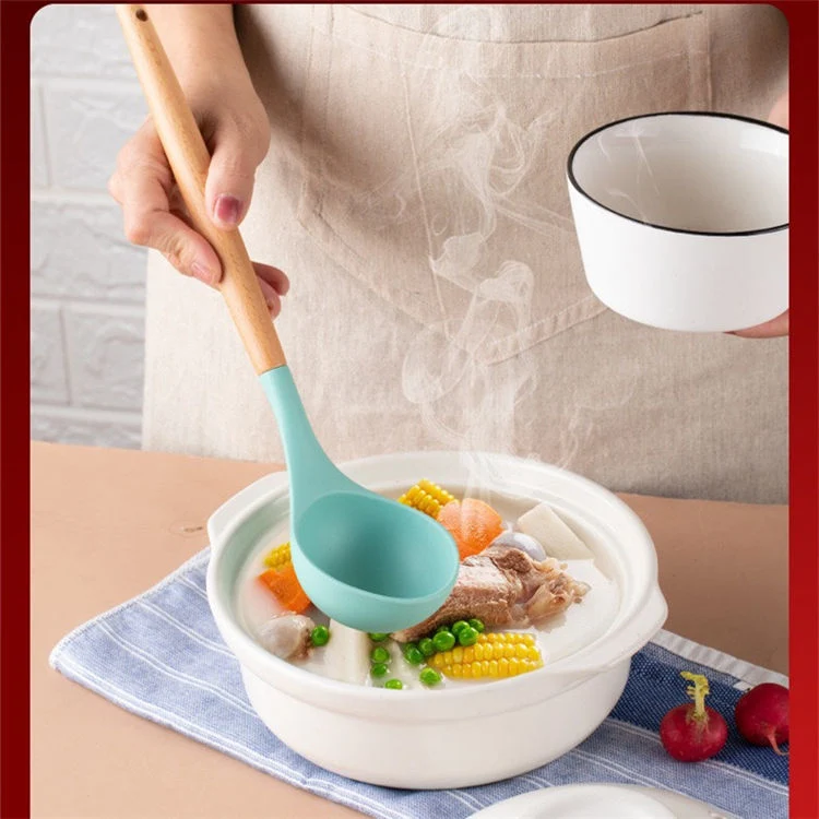 Household Silicone Kitchen Wood Handle Cooking Utensils