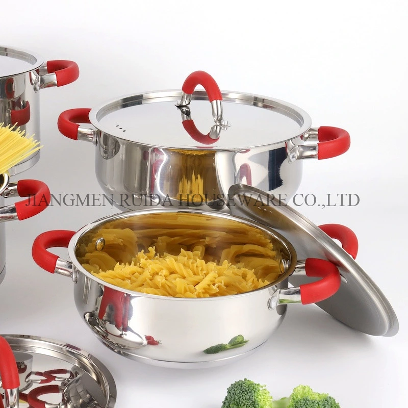 Custom Silicon Cookware Set, 6/8/12PCS Stainless Steel Kitchenware Cookware with Induction Base