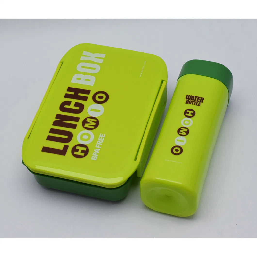 Kitchenware Tableware Safe Plastic Food Container Packaging Box Lunch Box and Water Bottle Set