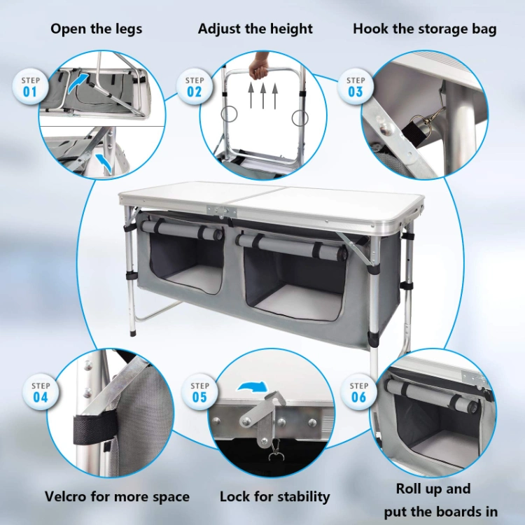 Hot Sale Foldable Picnic Table Outdoor Camping Kitchen Portable Outdoor Aluminum Camping Kitchen