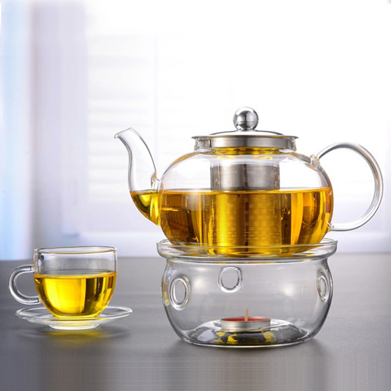 Glass Kettle Pot Warmer Set with Infuser Tableware Dinnerware Kitchenware