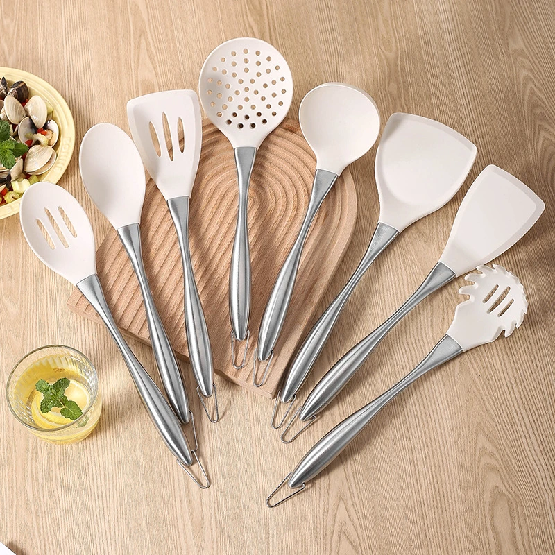 8 PCS High Quality Stainless Steel Handle Kitchen Cooking Silicone Utensil Set
