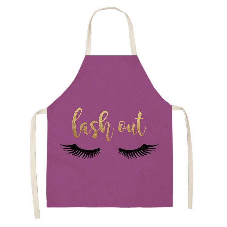 Lashes Printed Design Linen Apron Wholesale Bib Apron Apron_Kitchen for Cleaning Kitchen