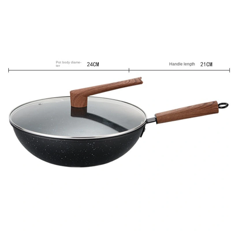 Manufacturer Kitchen Cookware Die Cast Aluminum Cooking Pot Chinese Wok Wooden Handle Non Stick Cookware Set