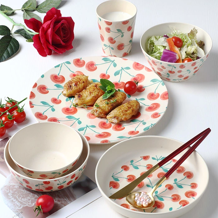 Eco Friendly White Reusable Recycled Plastic RPET Tableware Dinner Set