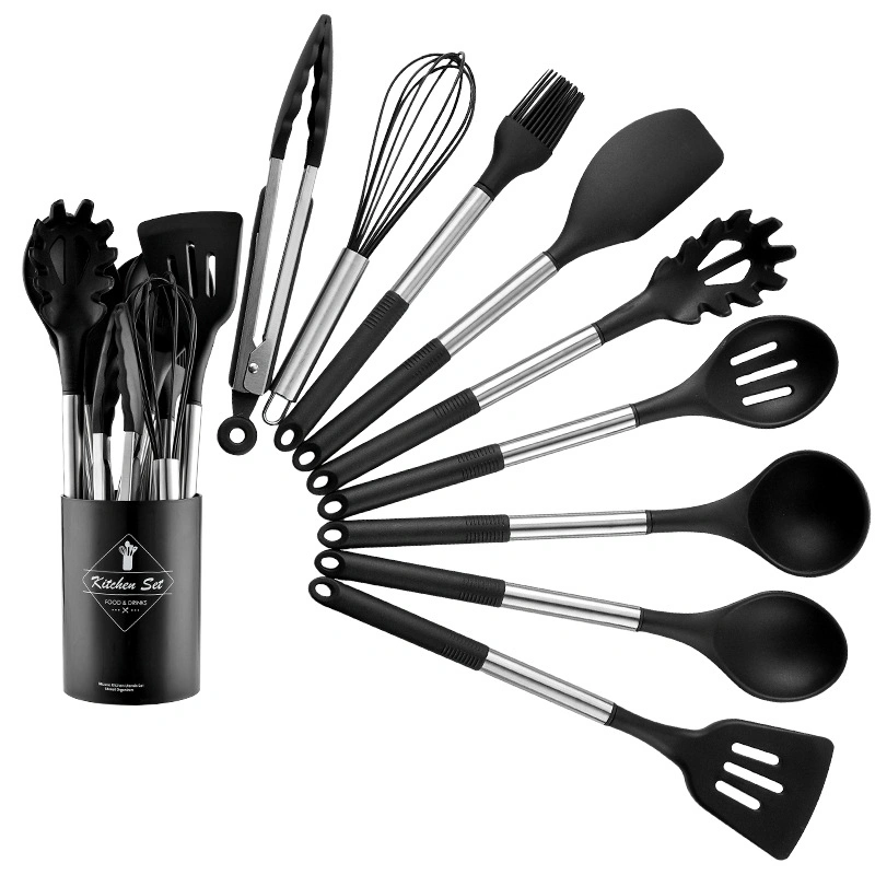 9PCS/11PCS Silicone Cooking Sets Stainless Steel Handle Kitchen Utensils Set