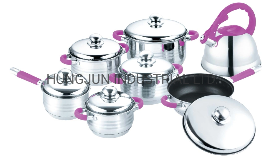 Dinnerware 12PCS 14PCS Stainless Steel Cookware Set with Stainless Steel Lid