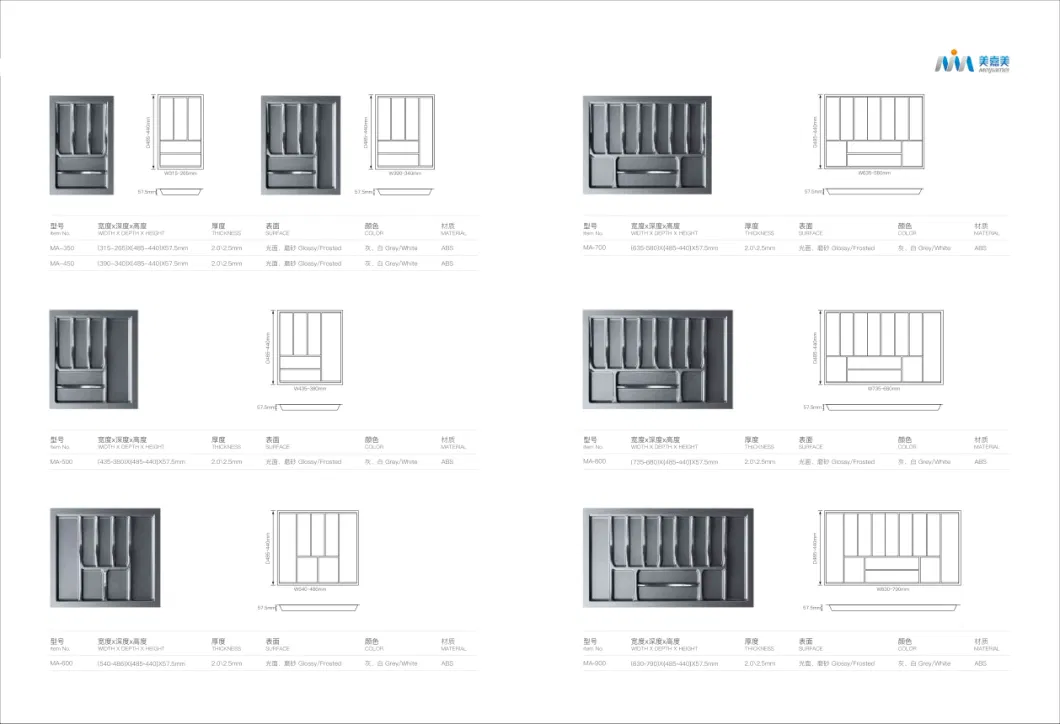 Plastic Utensil Drawer Organizer for Kitchen Cabinet for Furniture Fittings and Cabinet Ma-500