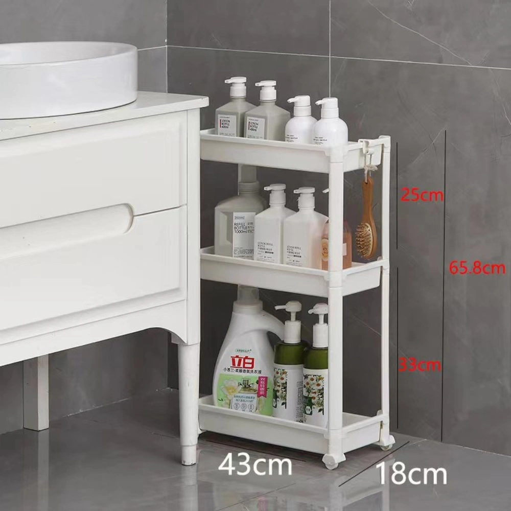 Bathroom Storage Cabinet Kitchen Shelf Multi-Layer with Wheels Organizer Rack Mi25767