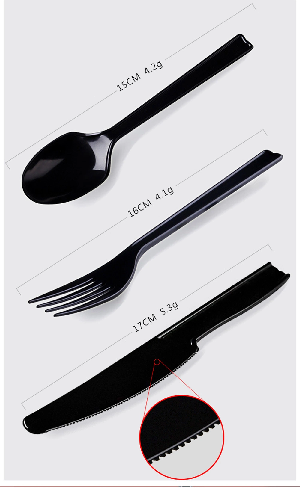 Hot Sale Lot a One-Time Dinnerware Set Plastic Cutlery Set Black Knife Fork Set Gold Tableware Sets