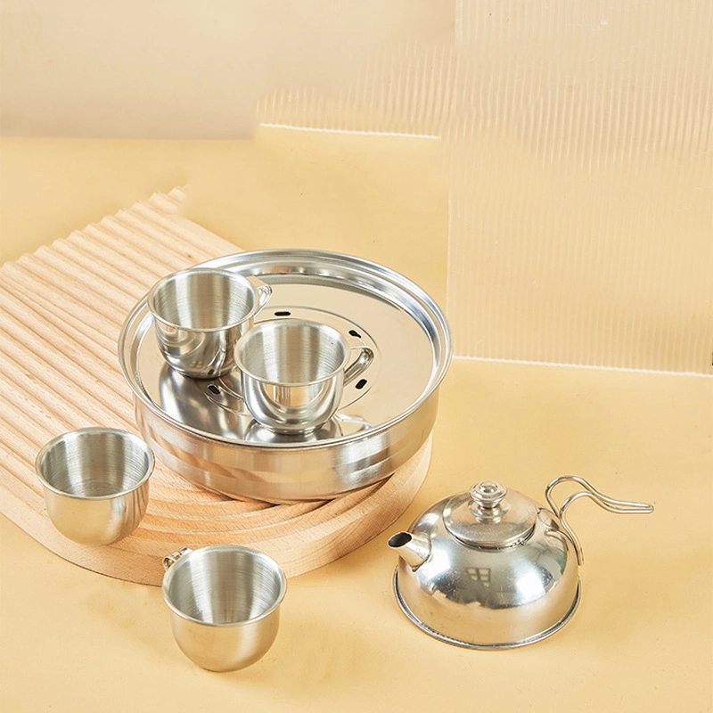 Stainless Steel Utensils Outdoor Camping Kitchen Utensils Toy Kettle Kids Children Tea Coffee Water Set