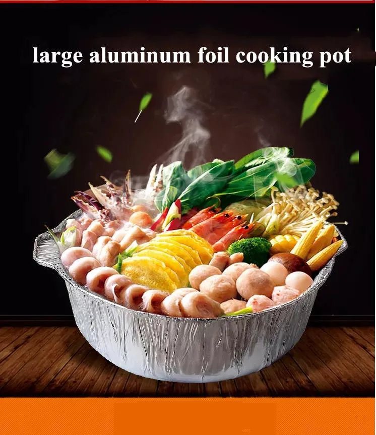 Round Foil Pie Pans Food Baking Containers Recyclable Disposable Aluminum Foil Cooking Pots Containers with Ilds