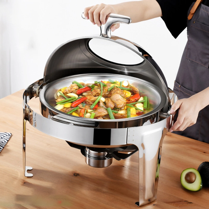 Rectangle Roll Top 9L Hotel Restaurant Food Warmer Chaffing Dish for Catering Roll Top Buffet Serving Set Chafing Dish