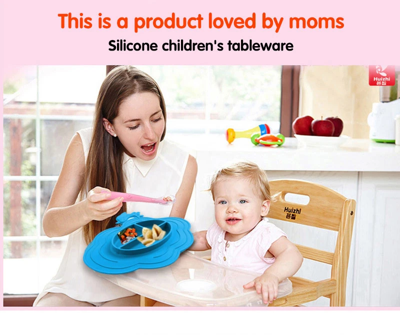 Children&prime; S Dishes Baby Silicone Sucker Bowl Baby Smile Face Plate Tableware Set