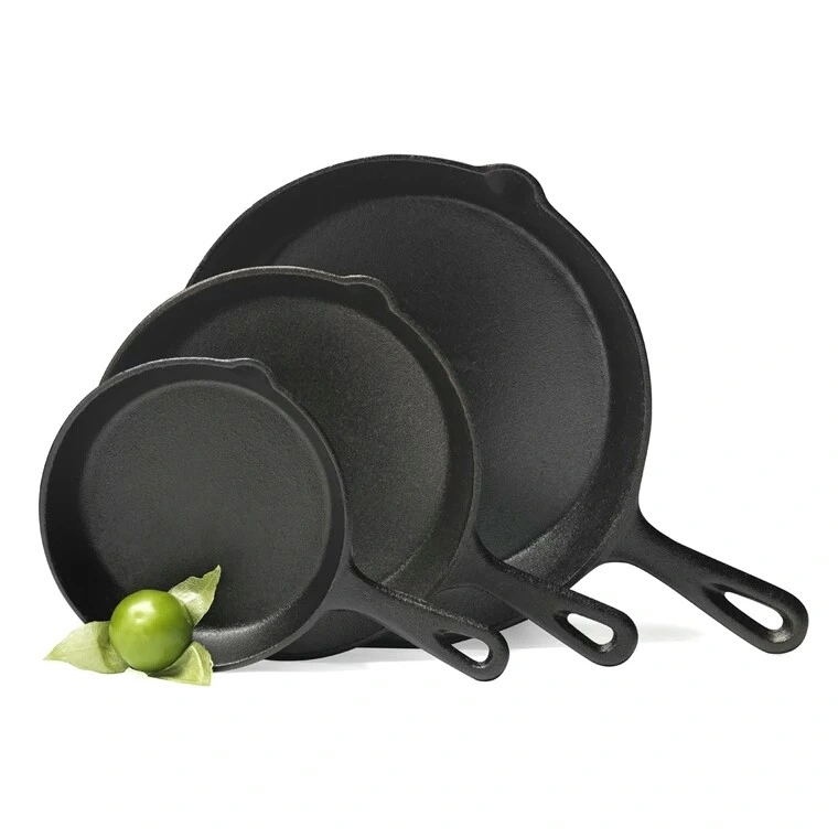 3PCS Cast Iron Skillet Set for Home Kitchen and Outdoor Camping