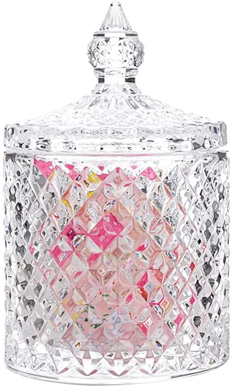 Large Crystal Diamond Glass Jar Food Storage Organization Candy Box Bowl Storage