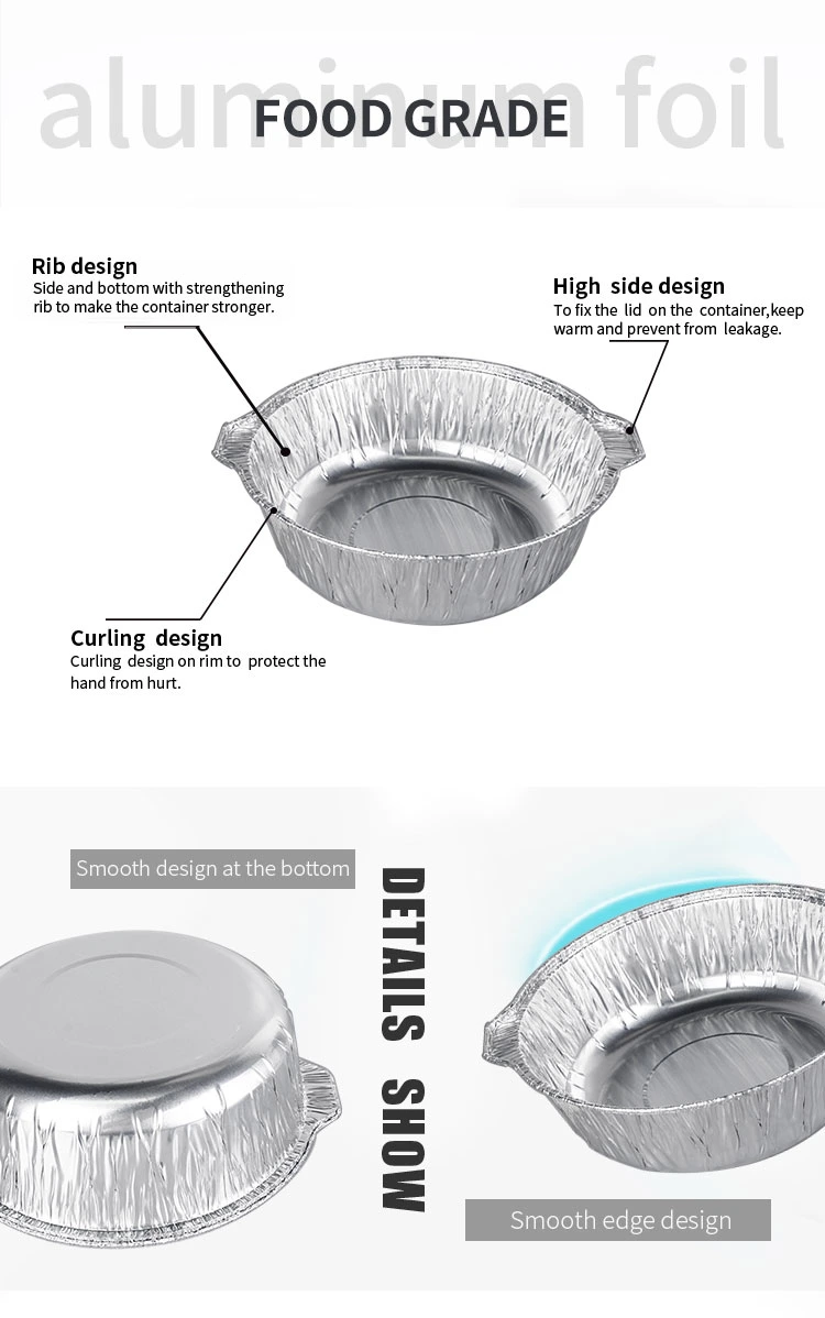 Round Foil Pie Pans Food Baking Containers Recyclable Disposable Aluminum Foil Cooking Pots Containers with Ilds