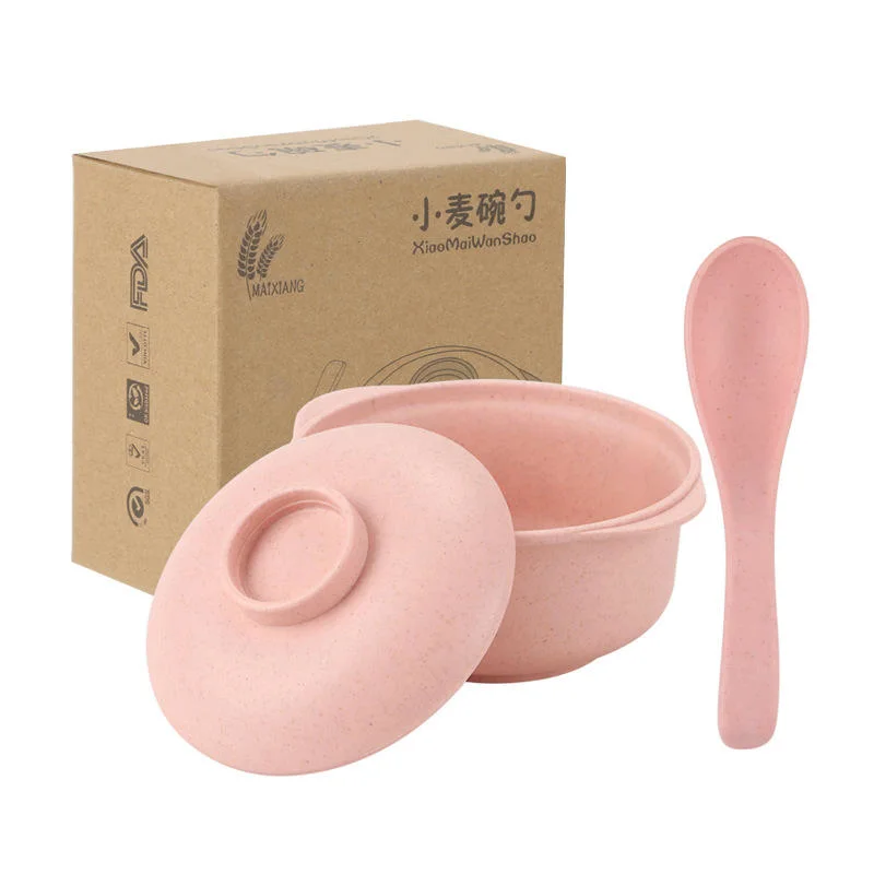 Wheat Straw Casserole Spoon Creative Children Supplementary Tableware Food Rice Bowl Feeding Set