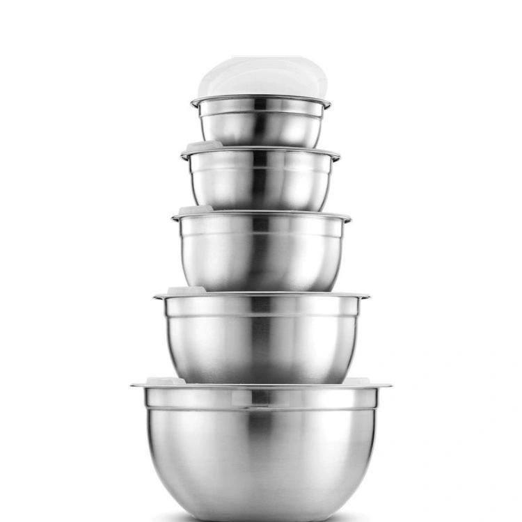 Stainless Steel Food Banking Nesting Mixing Storage Bowls Set with Lids