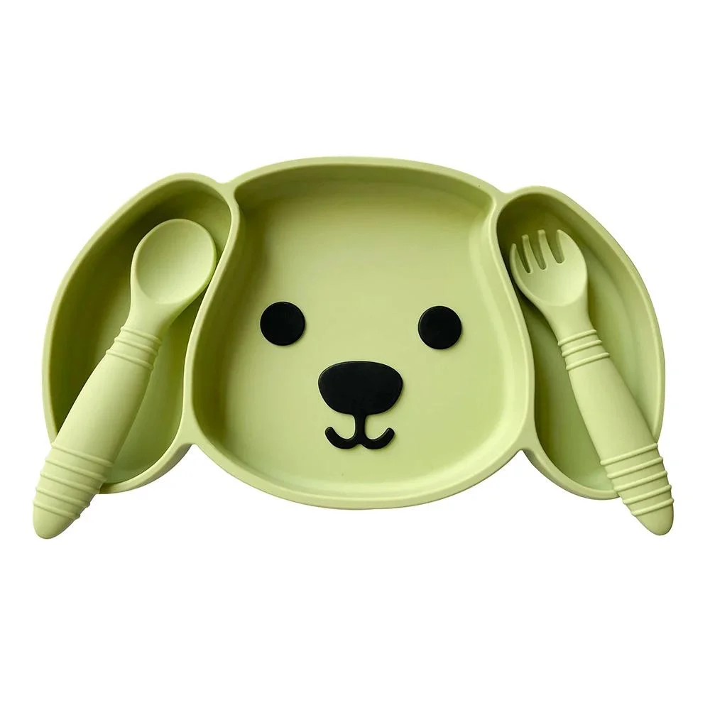 Hot Sale Children Dinner Feeding Cutlery Sets Baby Bibs Suction Bowl Plate Complete Silicone Tableware Weaning Set for Babies