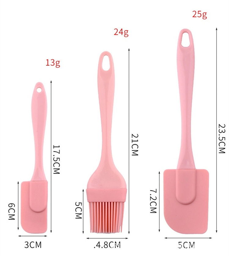 Set of 3 Silicone Heat Resistant Scraper Spatulas Mini Utensils