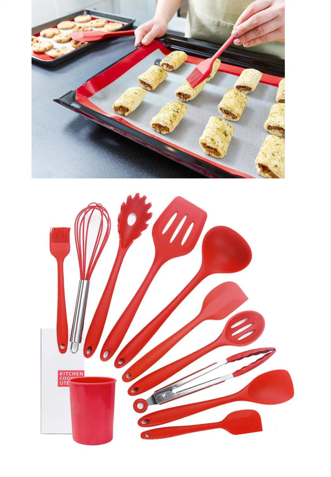 Food Grade Heat-Resistant Non-Stick Silicone Baking Cooking Tool Utensilios Accesorios 10PCS Kitchenware Set Utensil Set Cutlery