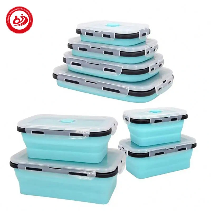 Outdoor Portable Travel Bowl Expandable Food Storage Containers Set Silicone Collapsible Folding Food Container with Lids