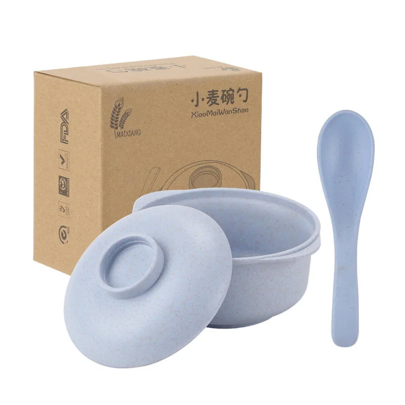 Wheat Straw Casserole Spoon Creative Children Supplementary Tableware Food Rice Bowl Feeding Set